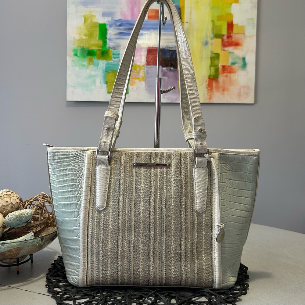Brahmin Medium Asher Tote Zip Top Tote Sea Glass Edgewater